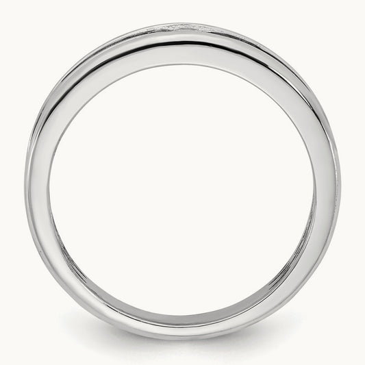 w/Black Rhodium IB Goodman Mens Complete 1/10ct Diamond Ring, 14K White Gold