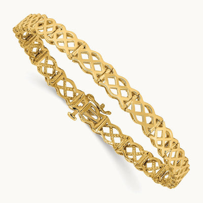 Polished Criss Cross Bracelet, 14K