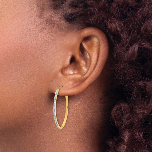 Diamond Fascination Diamond Dust/Accent Oval Hoop Earrings — 31mm