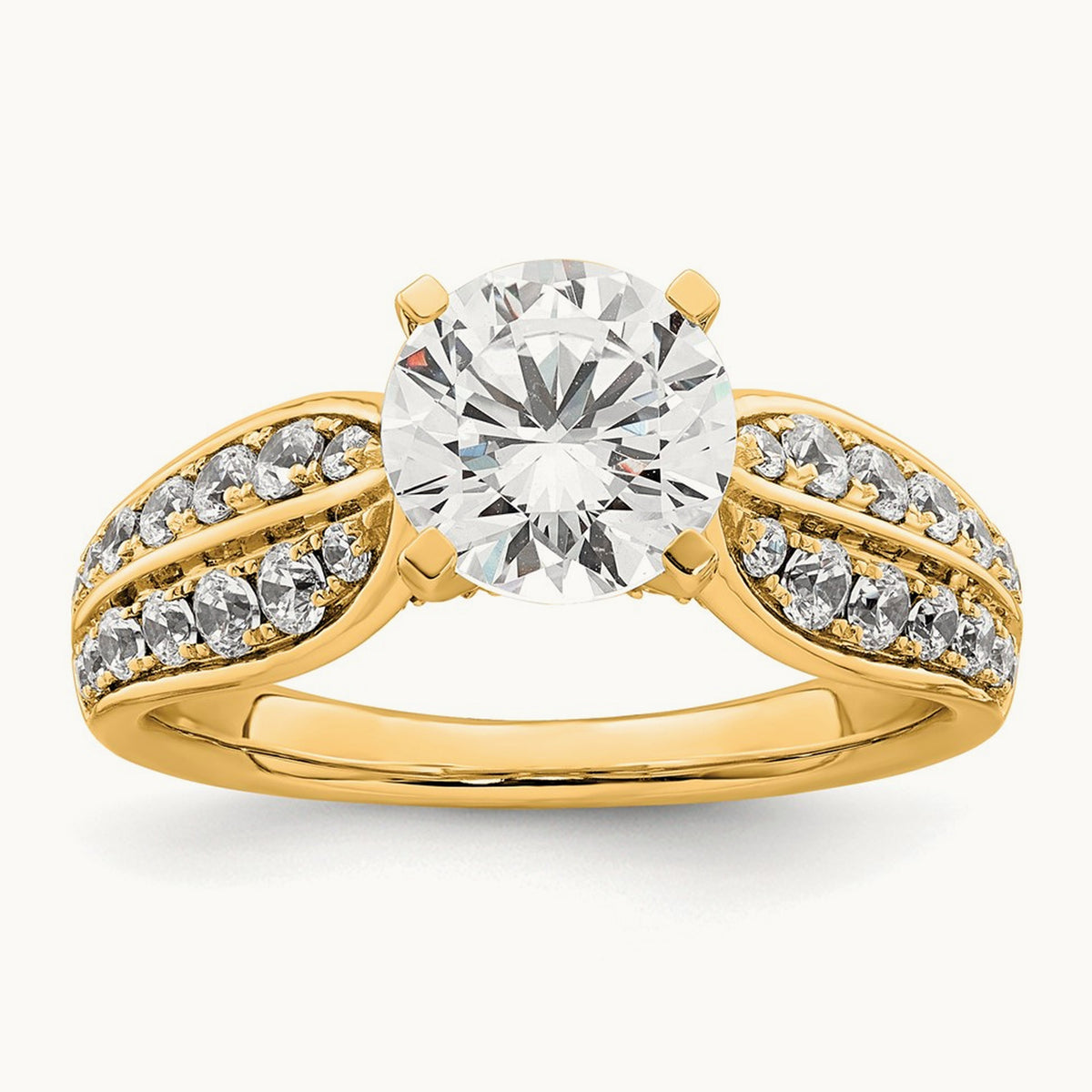 Round Semi-Mount Engagement Ring — 14K Yellow Gold, 5/8 ct (holds 1 1/2 ct center), 7