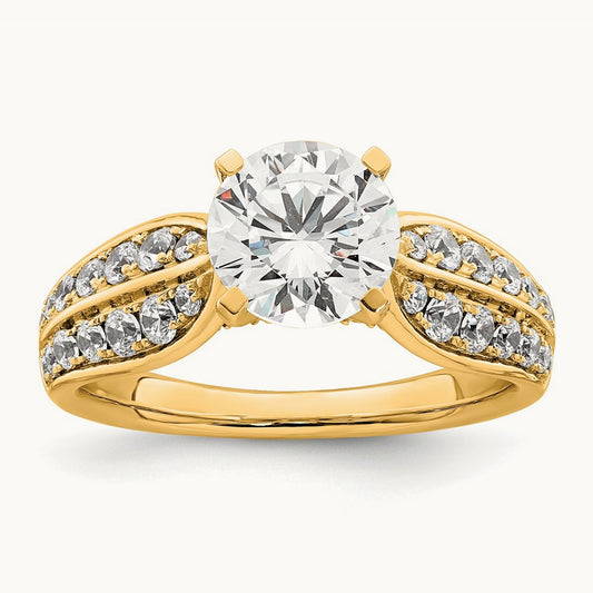 Round Semi-Mount Engagement Ring — 14K Yellow Gold, 5/8 ct (holds 1 1/2 ct center), 7