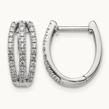 3-row Diamond Hinged Hoop Earrings — 15mm