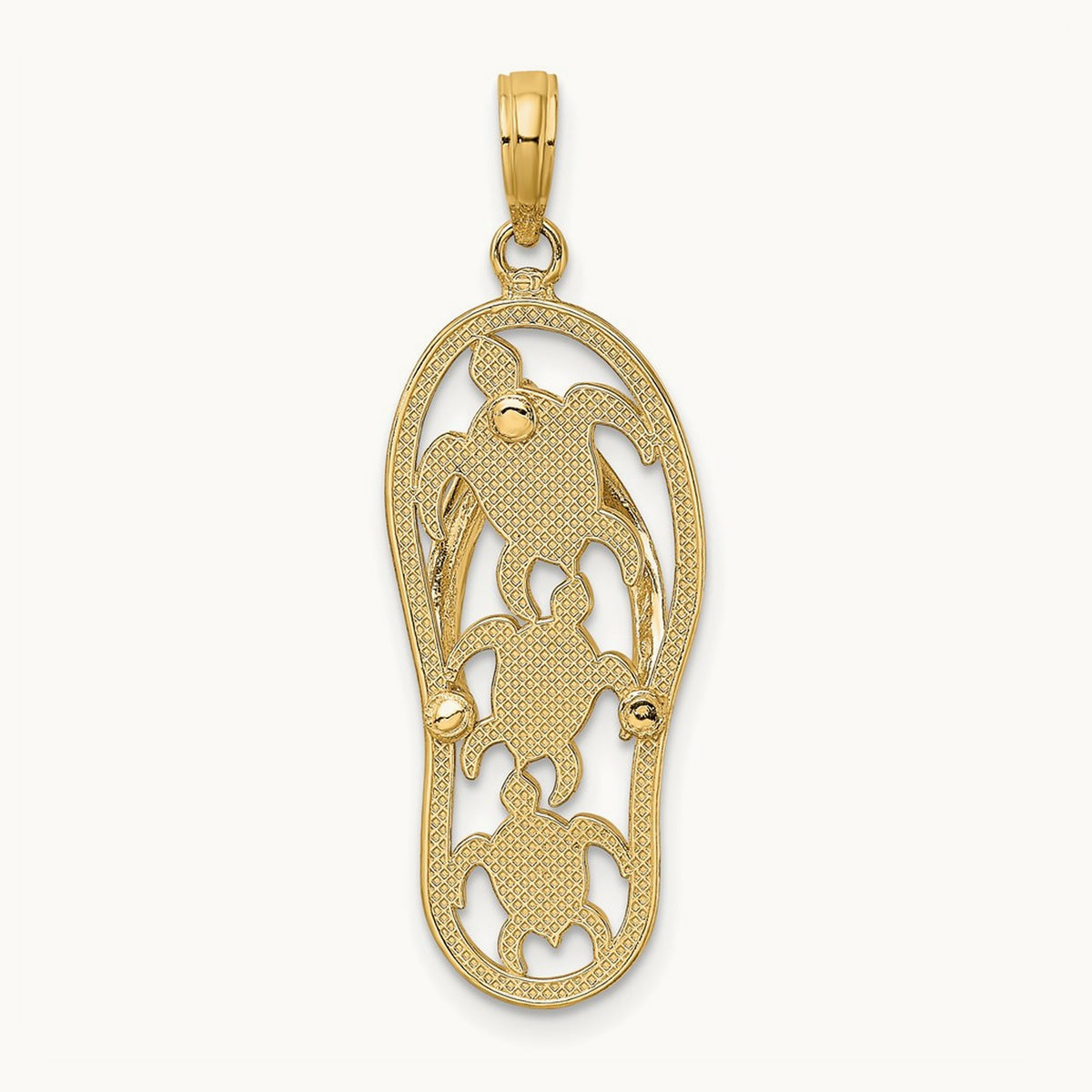 Triple Turtle Flip-Flop Charm — 14K Yellow Gold