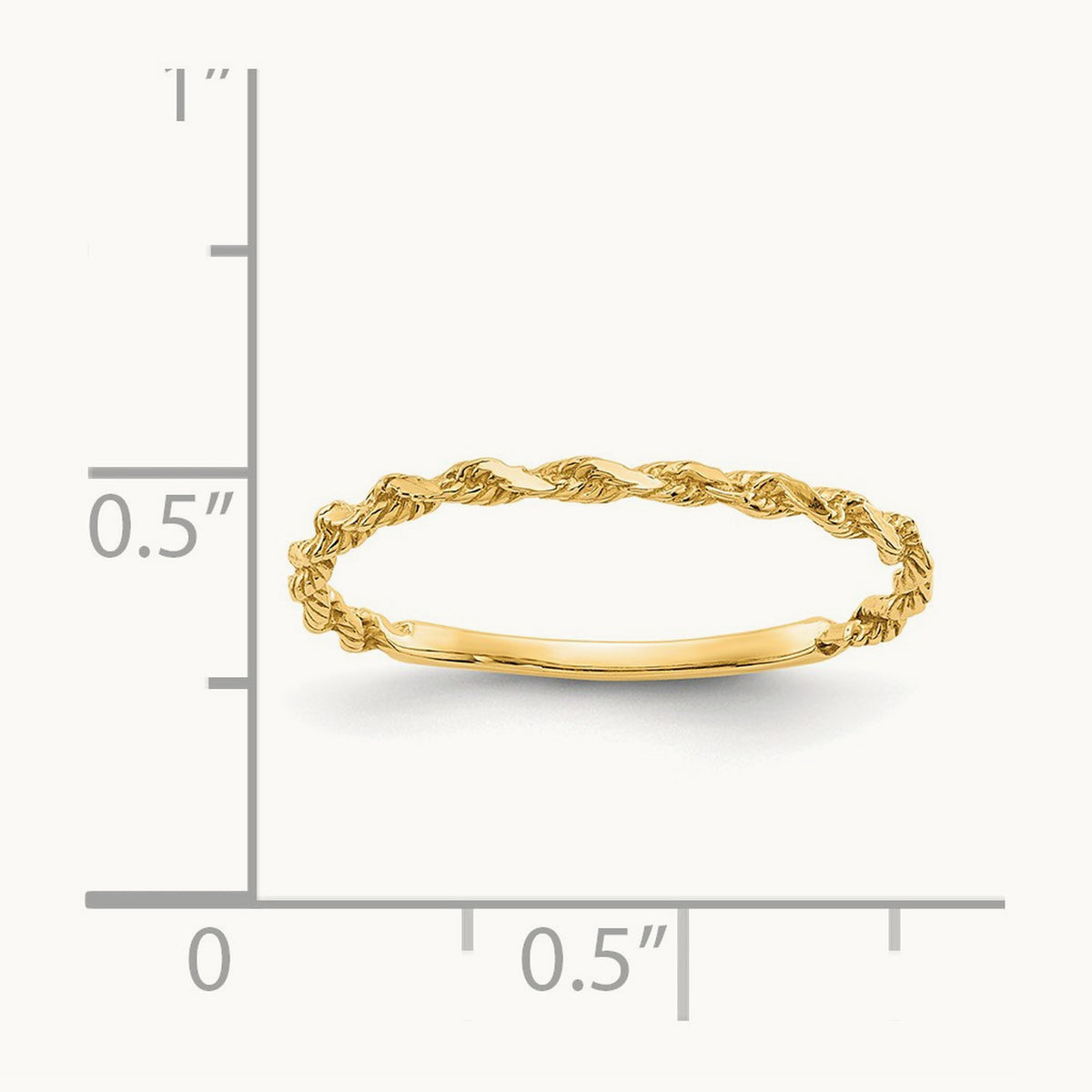 Diamond-cut Textured Rope Band Ring — 14K Yellow Gold