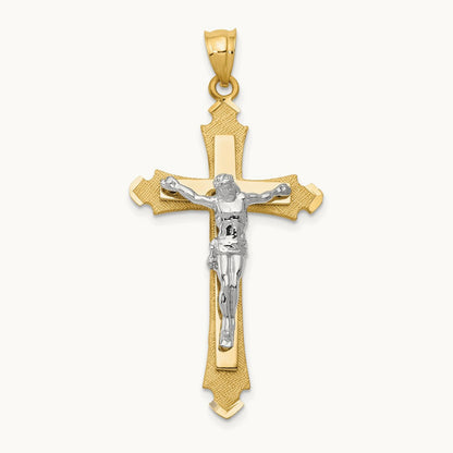 Crucifix Pendant, 14K Two-tone
