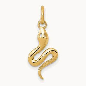 Solid Polished Snake Charm — 14K Yellow Gold