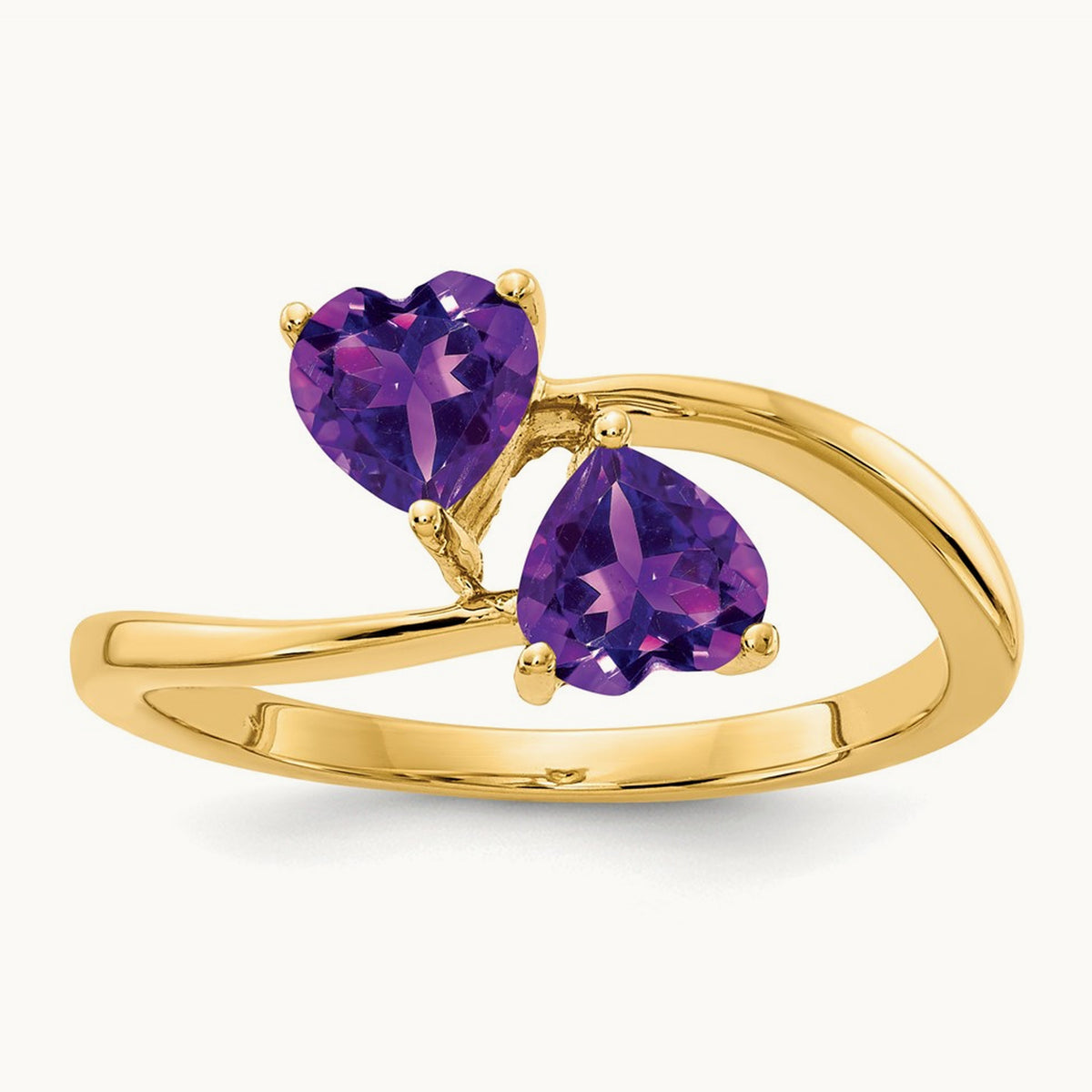 Heart Amethyst Ring — 14K Yellow Gold