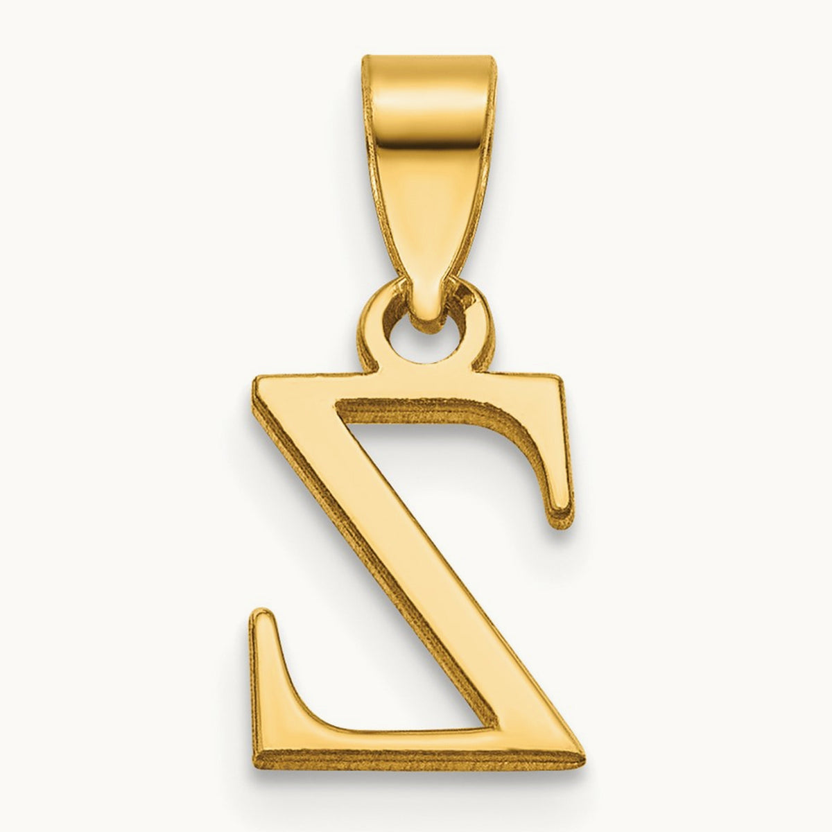 Polished Block Initial Pendant — 14K Yellow Gold, Z
