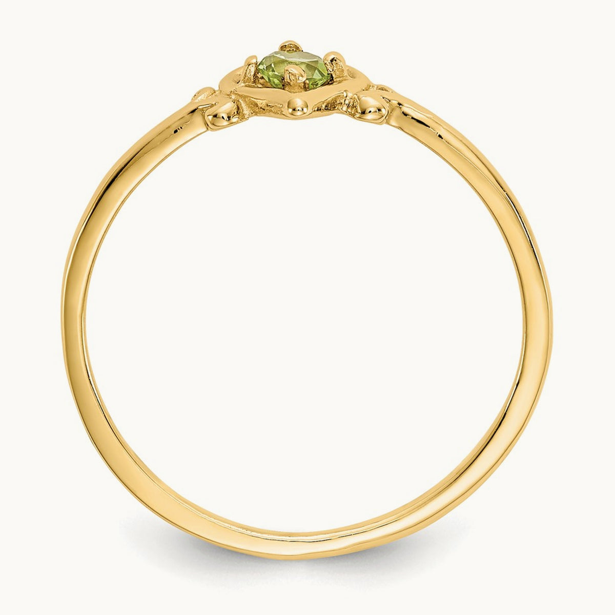 Peridot Birthstone Heart Ring — 14K Yellow Gold, 7