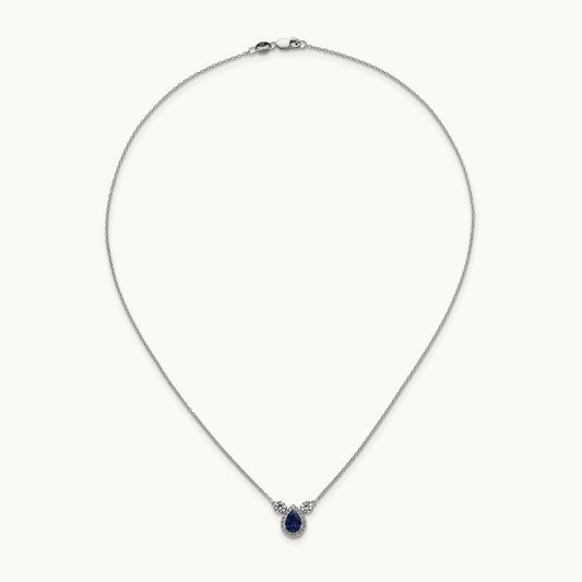 Created Sapphire 3 Stone Necklace, 0.50 ct tw Lab-Grown Diamond