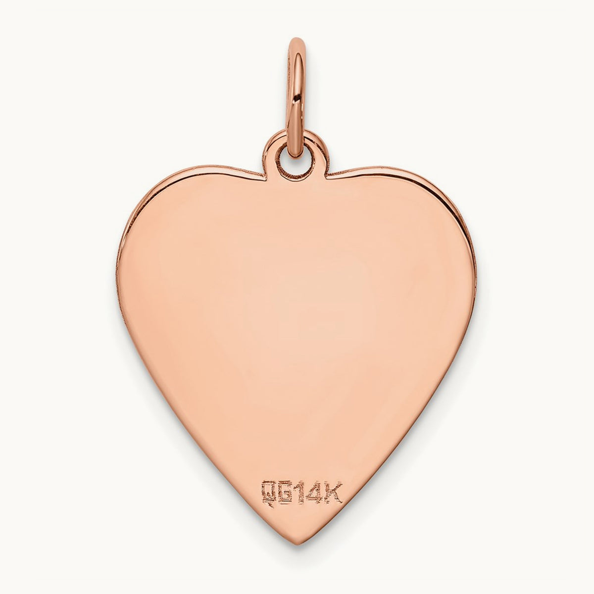 Plain .027 Gauge Engraveable Heart Disc Charm — 14K Rose Gold, 24mm