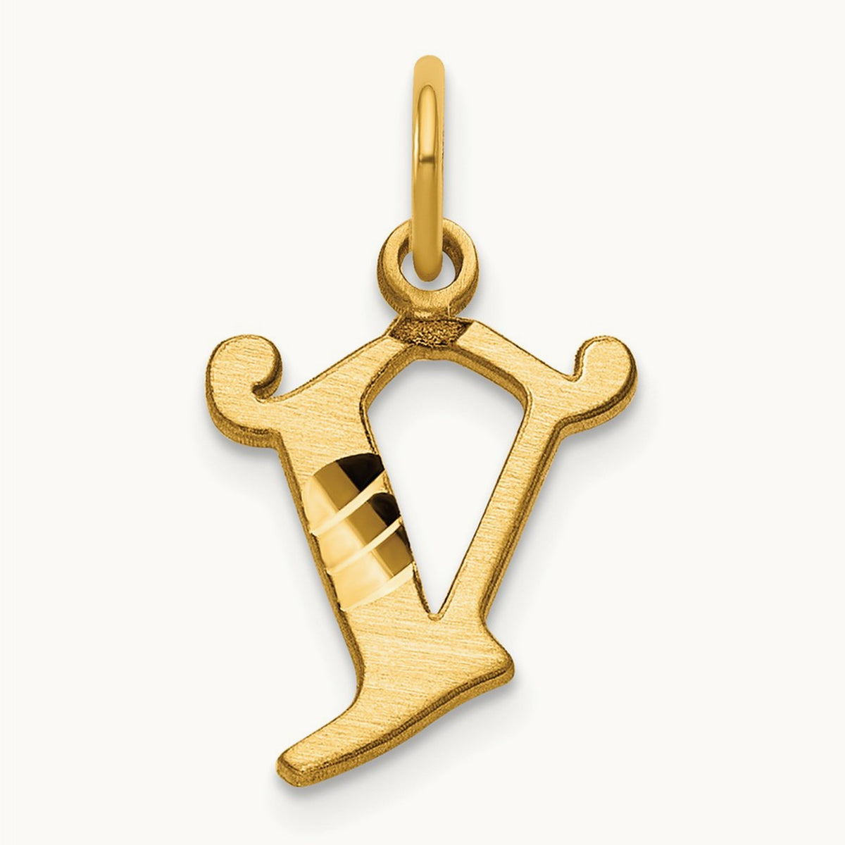 Diamond-cut Initial Charm — 14K Yellow Gold, V