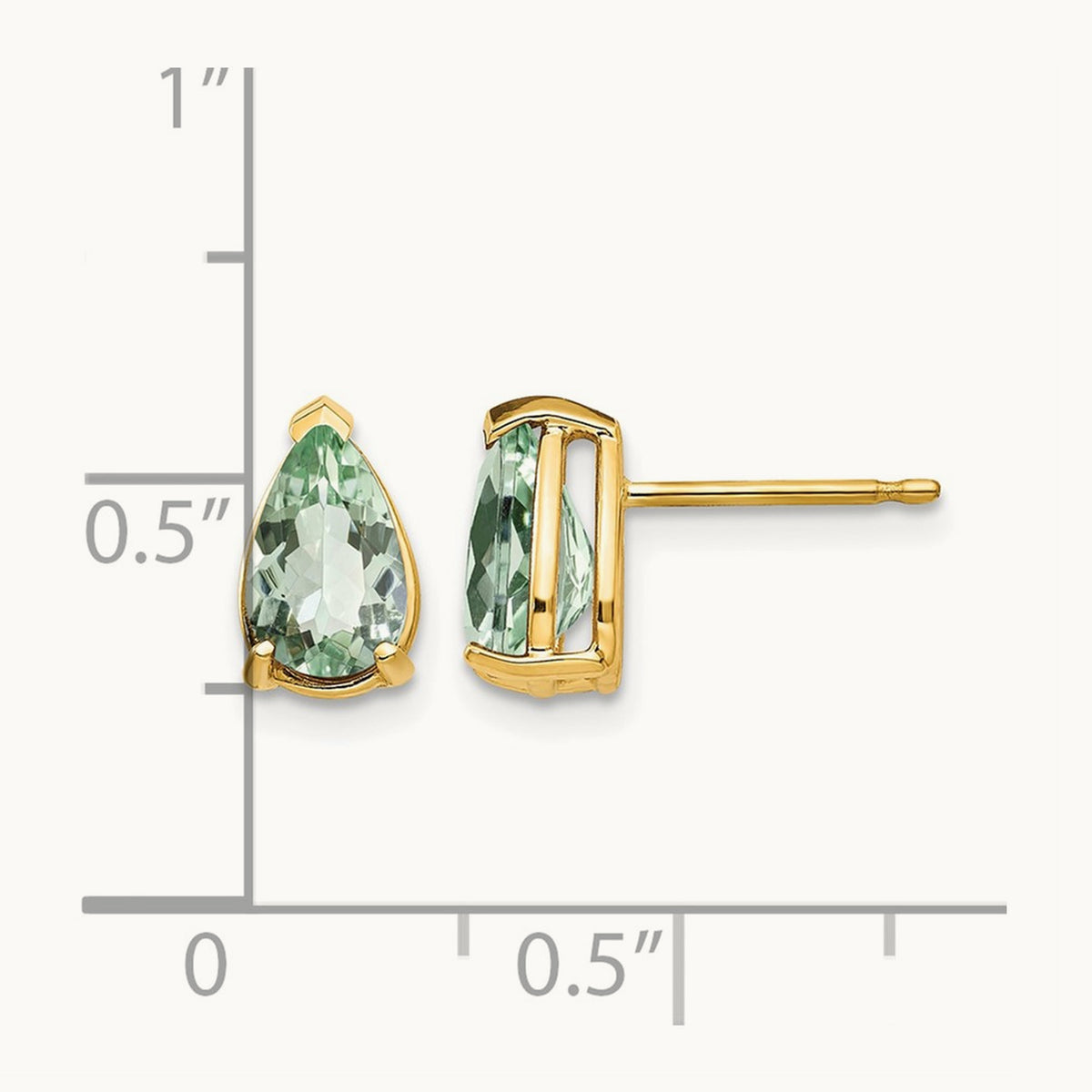 8x5 Pear Green Quartz Earrings, 14K
