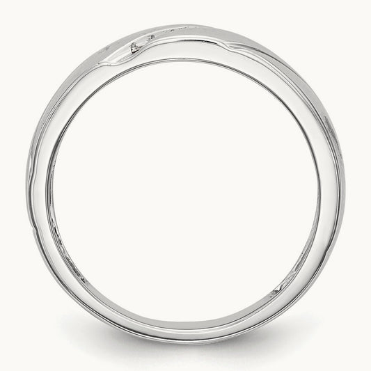 Complete Diamond Trio Men's Wedding Band — 14K White Gold, 10