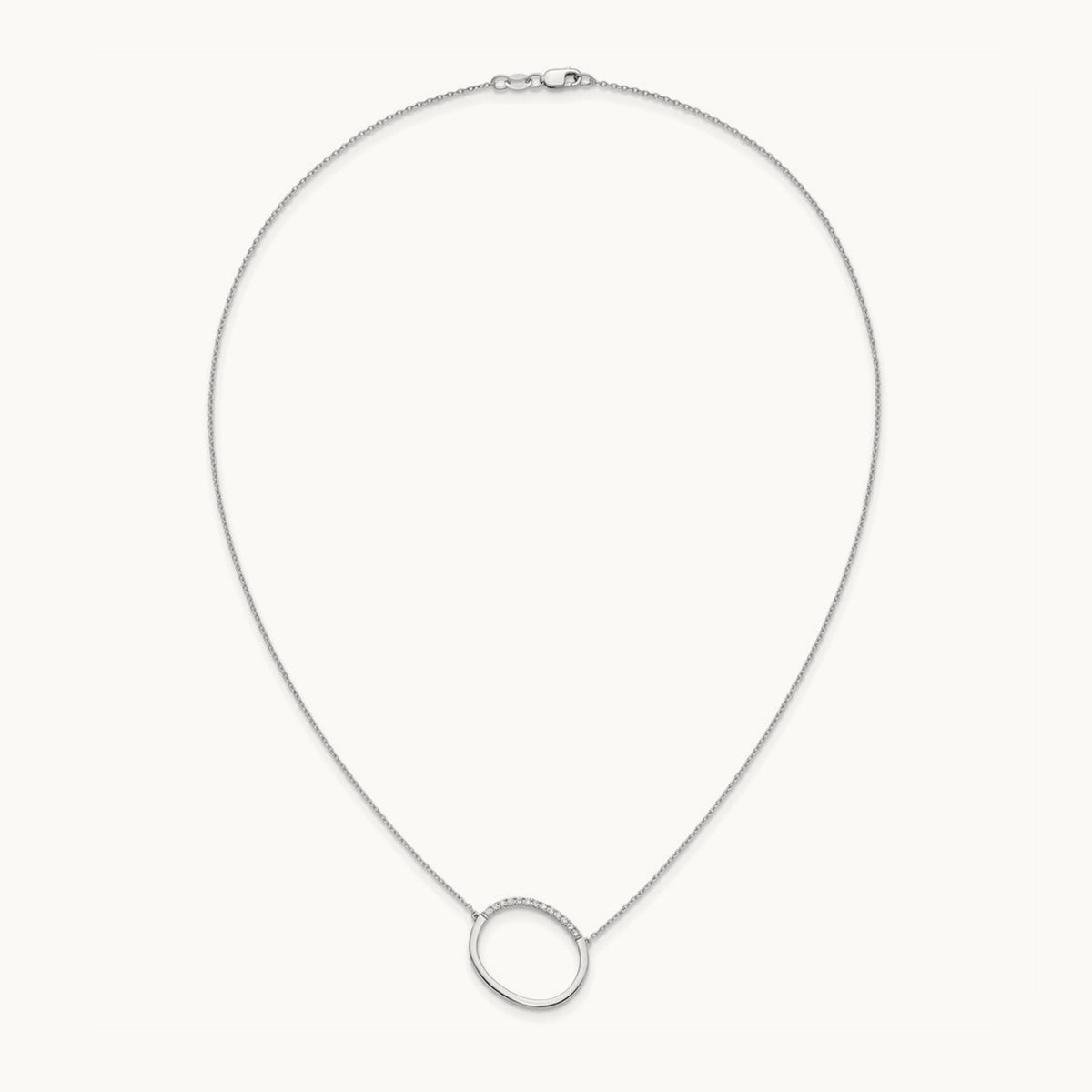 Sideways Diamond Necklace — 14K White Gold, O