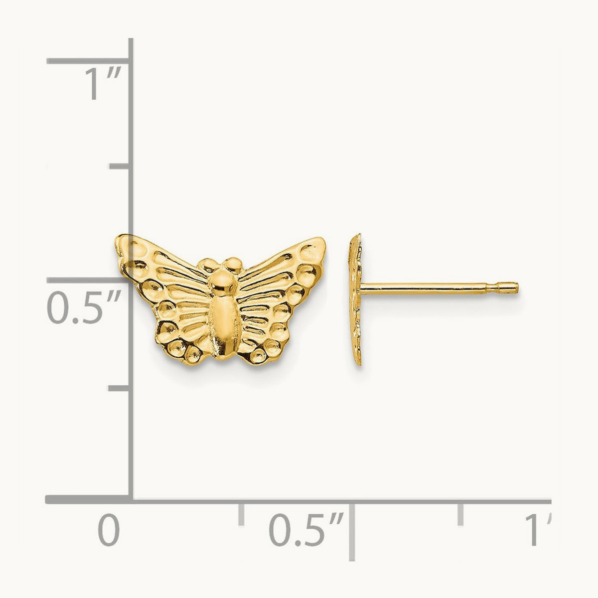 Butterfly Post Earrings — 14K Yellow Gold, 12mm