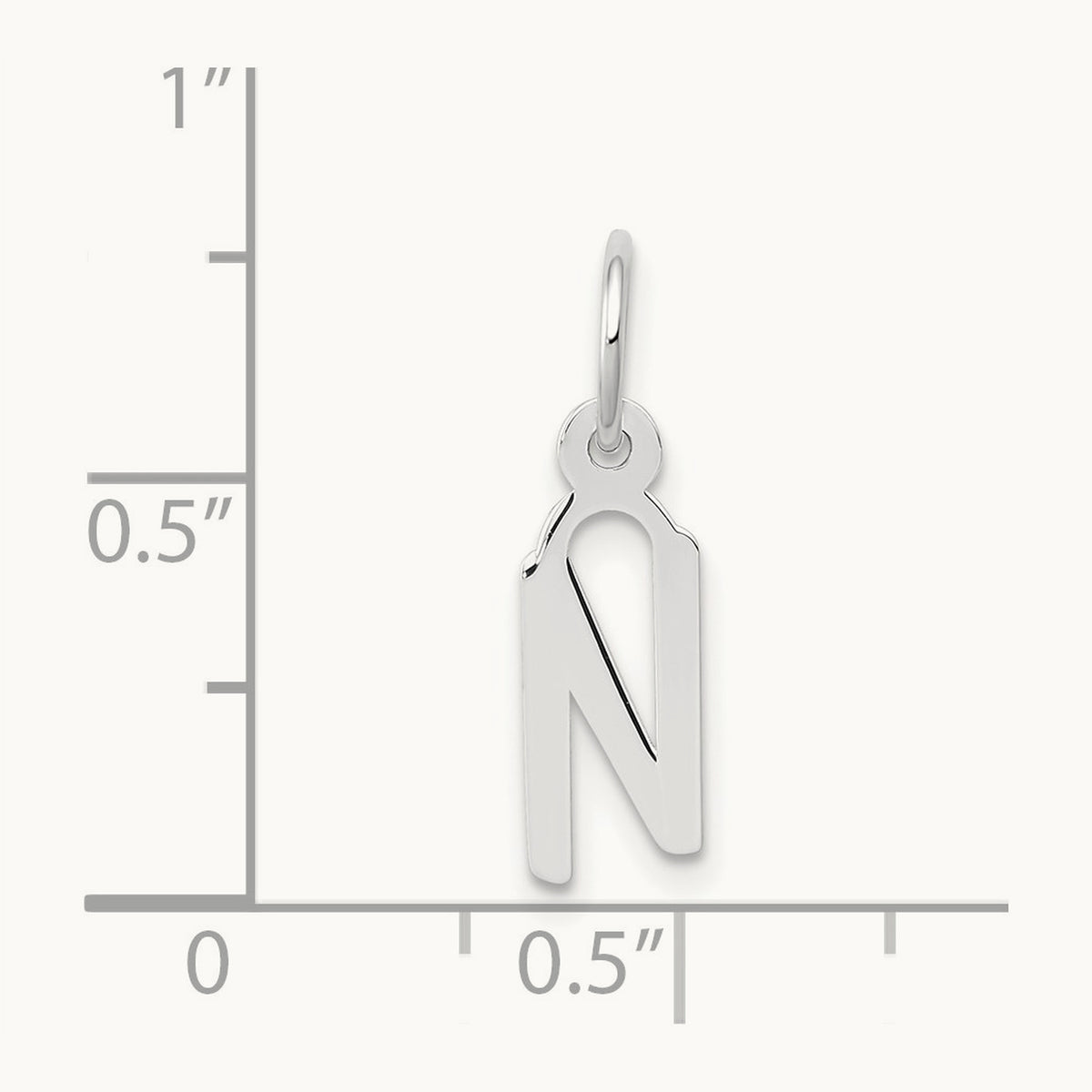 Small Slanted Block Initial Charm — 14K White Gold, N