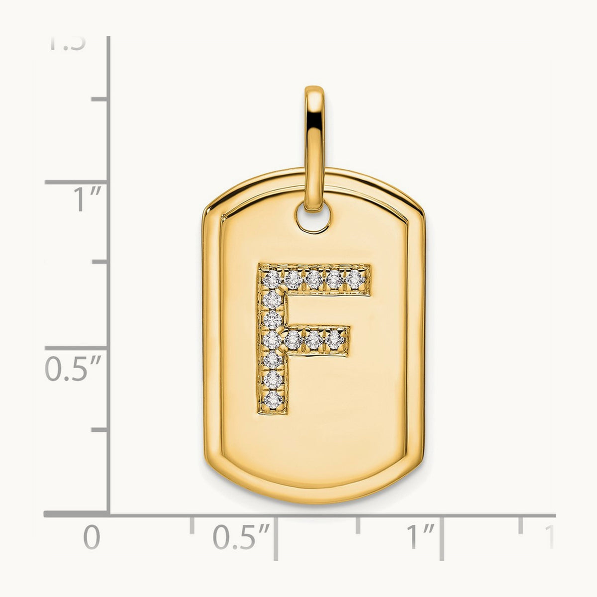 Diamond Dog Tag Charm — 14K Yellow Gold, F
