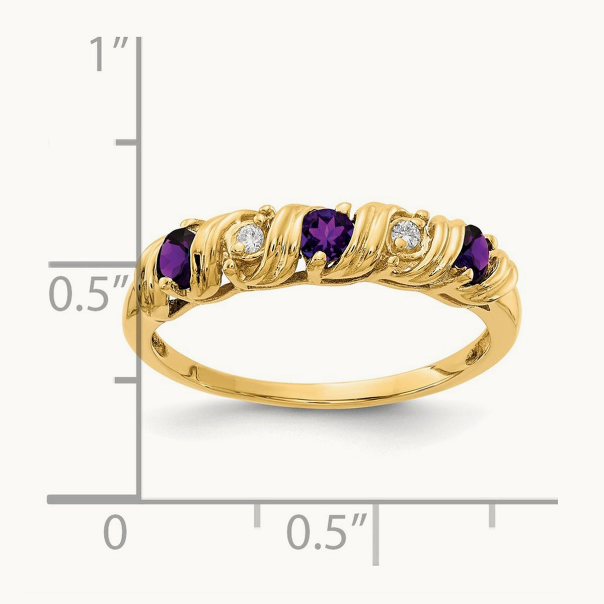 Amethyst AA Diamond ring, 2.75mm, 14K