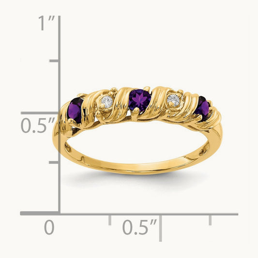 Amethyst AA Diamond ring, 2.75mm, 14K
