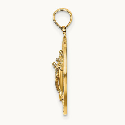 BONAIRE Circle w/ Conch Shell Charm, 14K