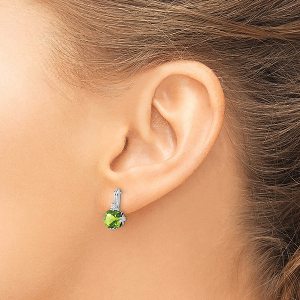 Cushion Peridot and Diamond Earrings — photo set
