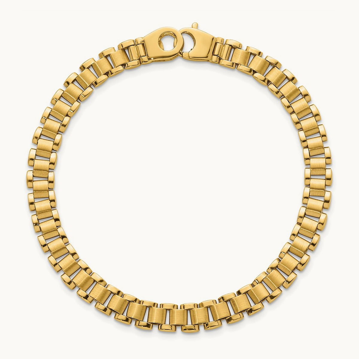 Polished and Brushed 8in Fancy Link Bracelet, 14K