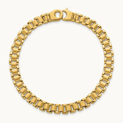 Polished and Brushed 8in Fancy Link Bracelet, 14K