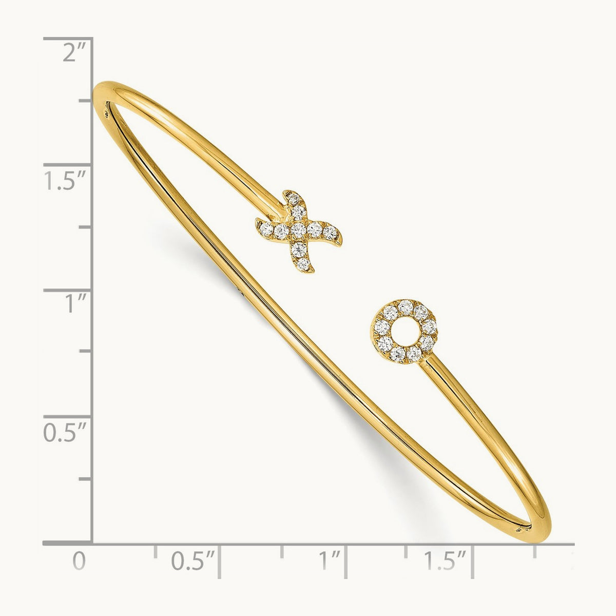 Diamond X & O Cuff Bangle, 14K