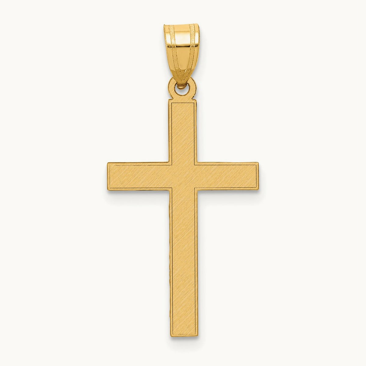 Florentine Satin Cross Pendant — 14K Yellow Gold, 28mm