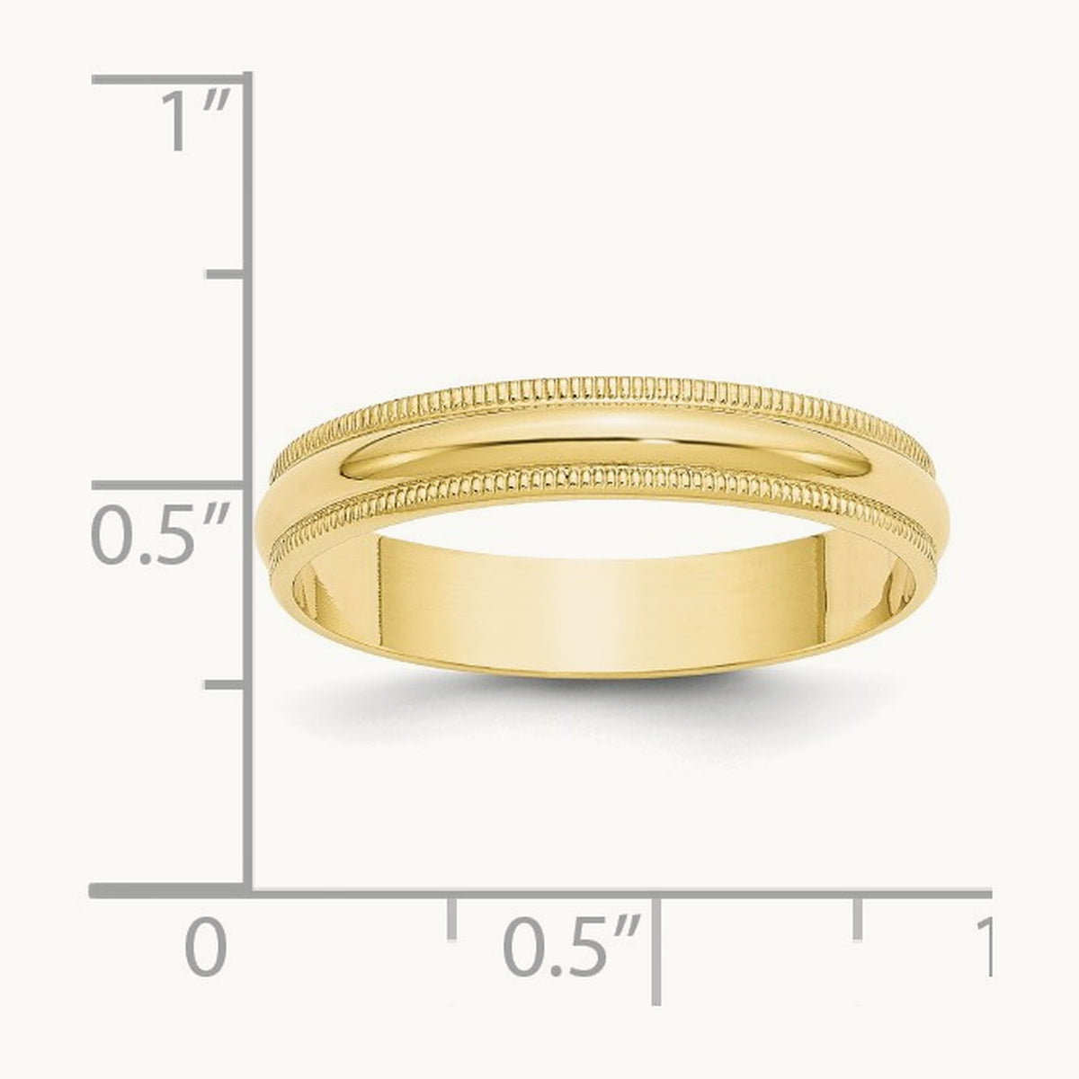 Lightweight Milgrain Half Round Band, 4mm, 10K Yellow Gold