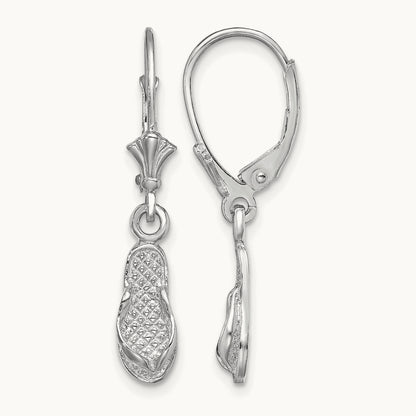 Flip Flop Leverback Earrings, 14K White Gold
