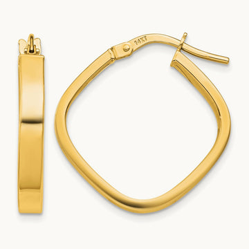 Flat Edge Square Hoop Earrings — 14K Yellow Gold