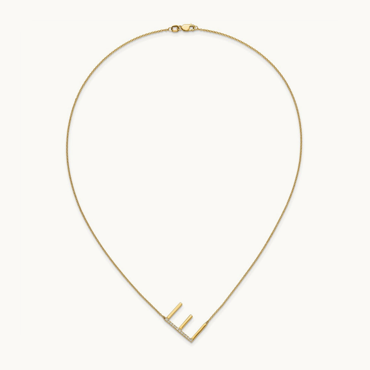 Sideways Diamond Necklace — 14K Yellow Gold, E