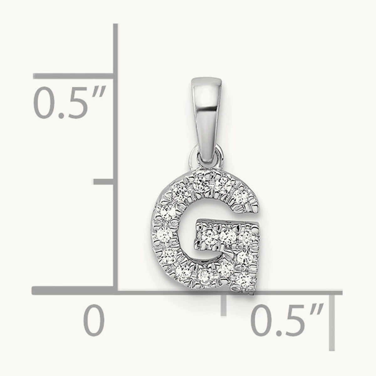 Diamond Initial with Bail Pendant — 14K White Gold, G