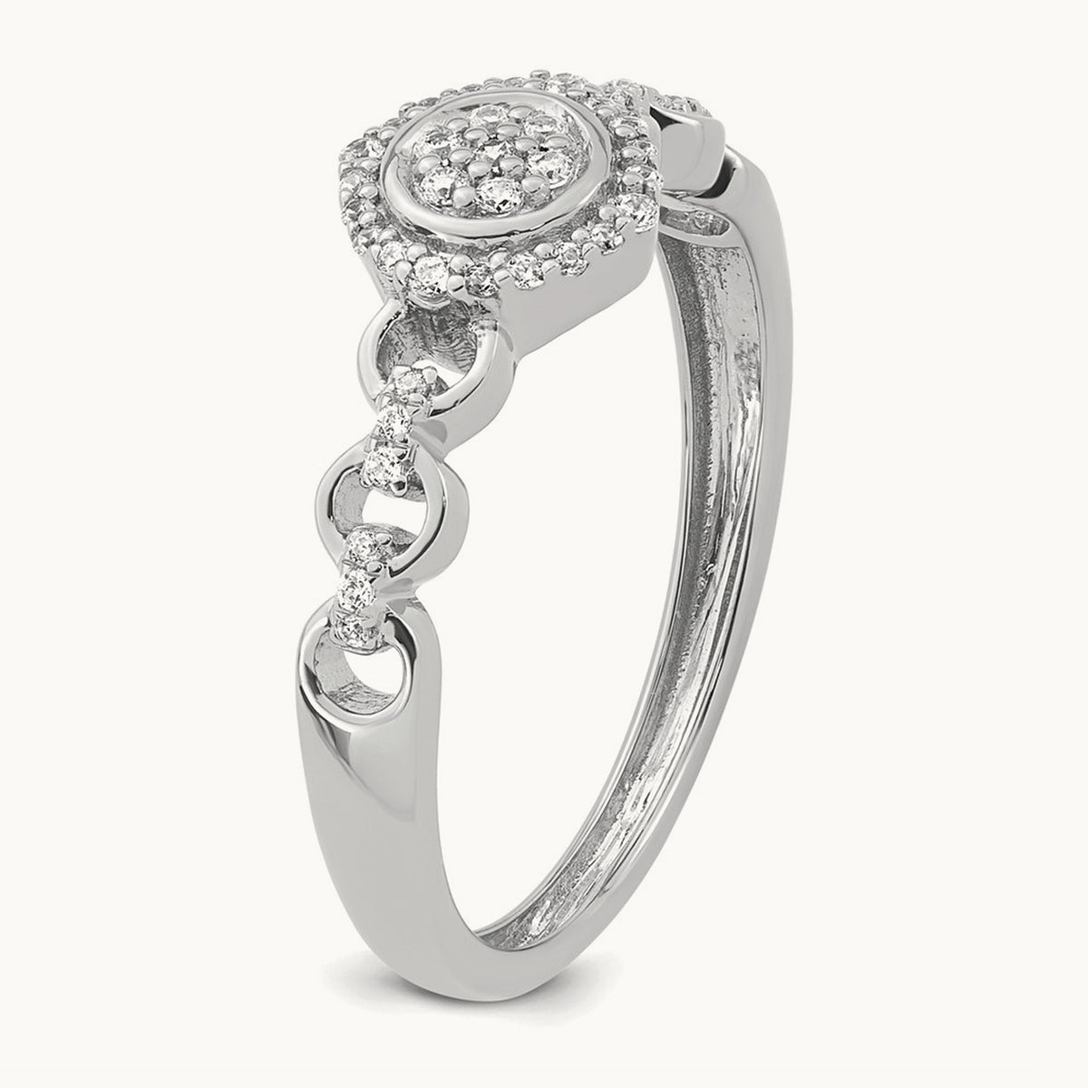 Complete Diamond Round Cluster Halo Engagement Ring — 14K White Gold