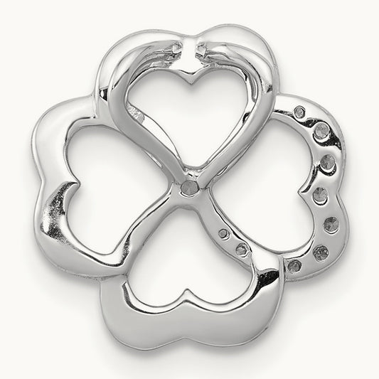 1/15ct. Diamond Four Leaf Clover Chain Slide, 14K White Gold
