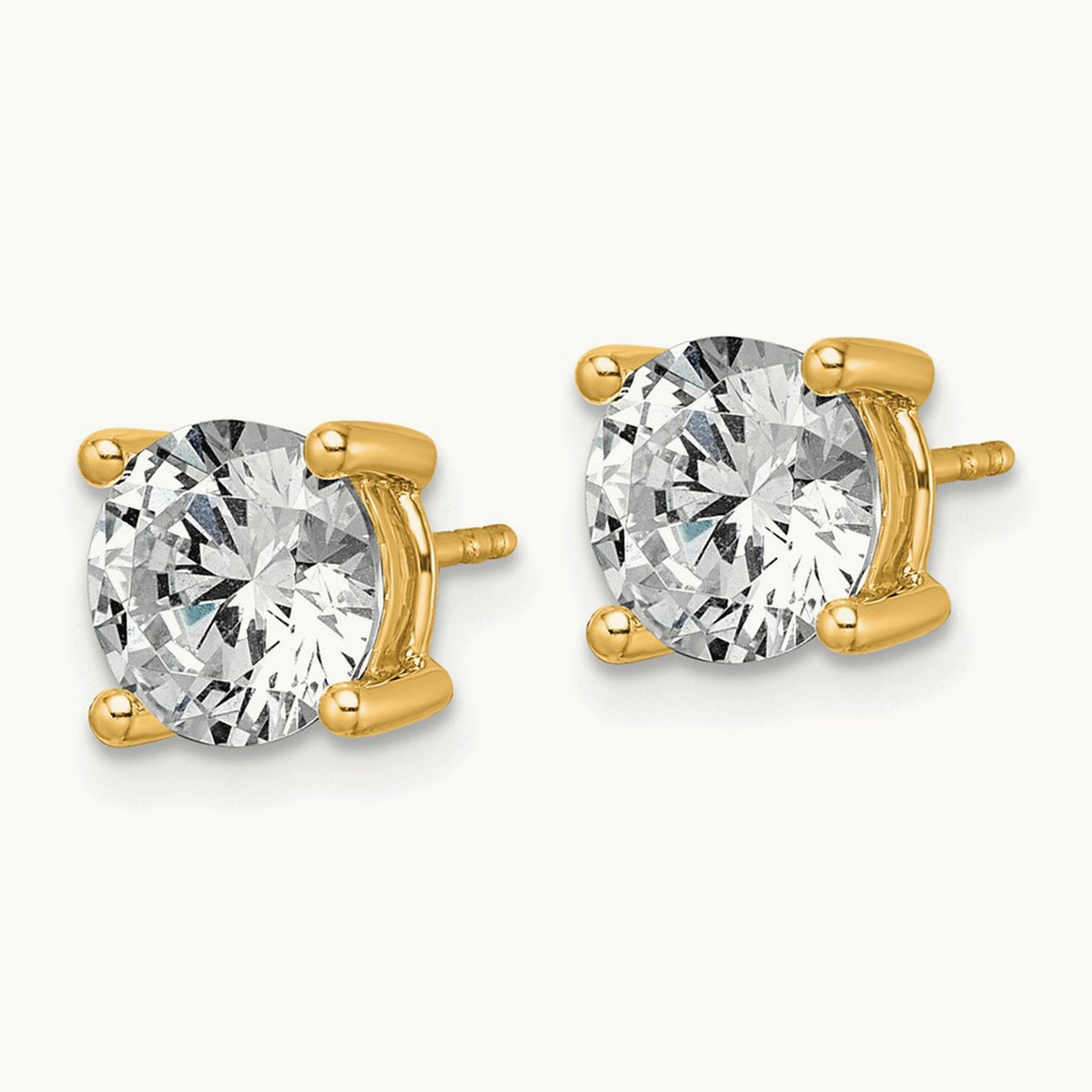 Round Lightweight Earrings, 0.25-6.00 ct tw Lab-Grown Diamond — 3 ct, 10K Yellow Gold