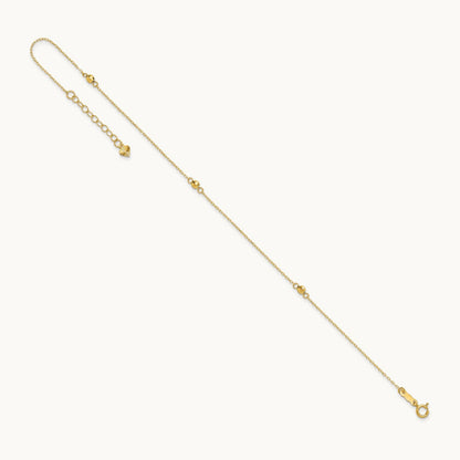 Mirror Beads 9in Plus 1in Ext Anklet, 14K