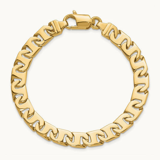 Hand-polished Fancy Link Bracelet, 8.3mm, 14K