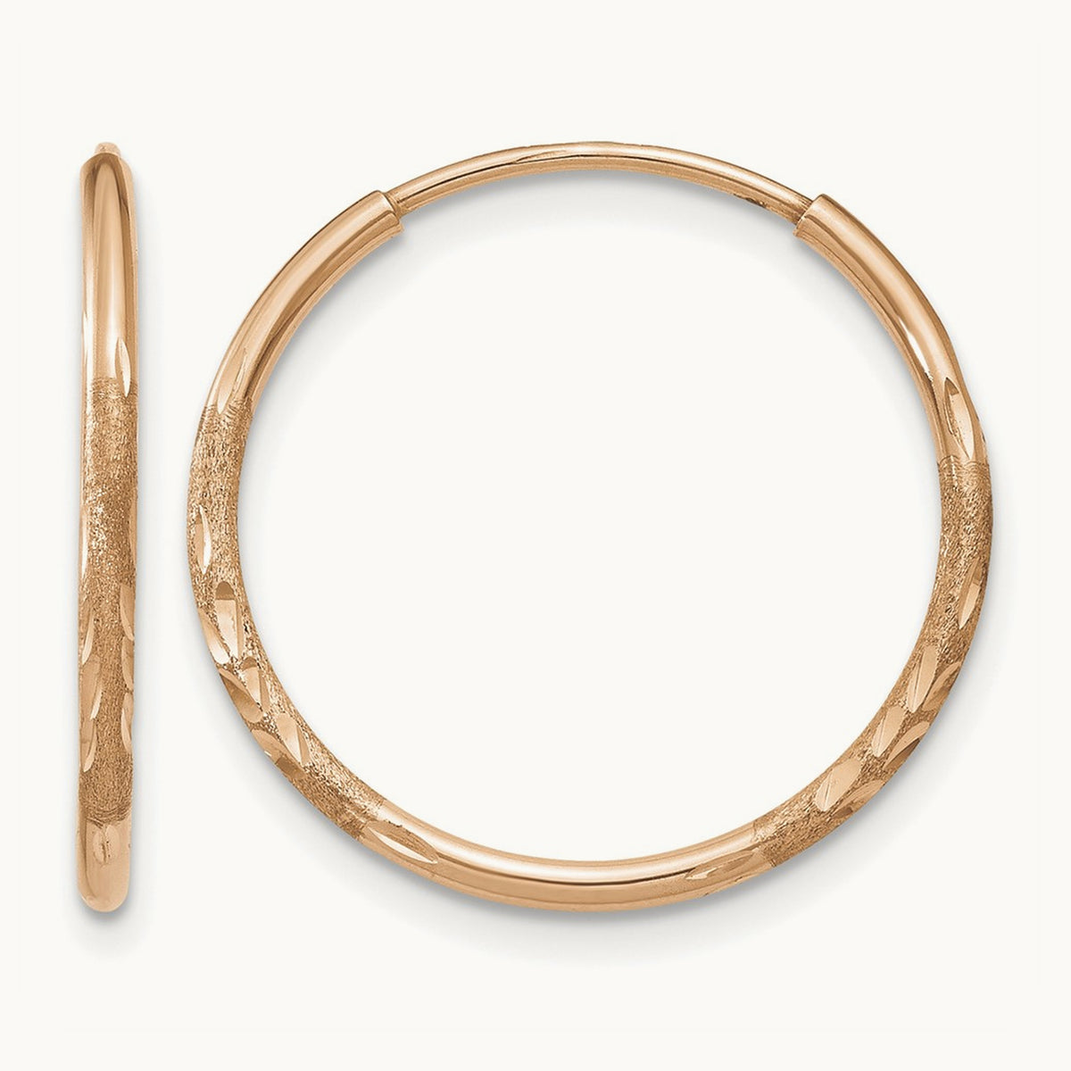 Diamond-cut Endless Hoop Earring — 14K Rose Gold