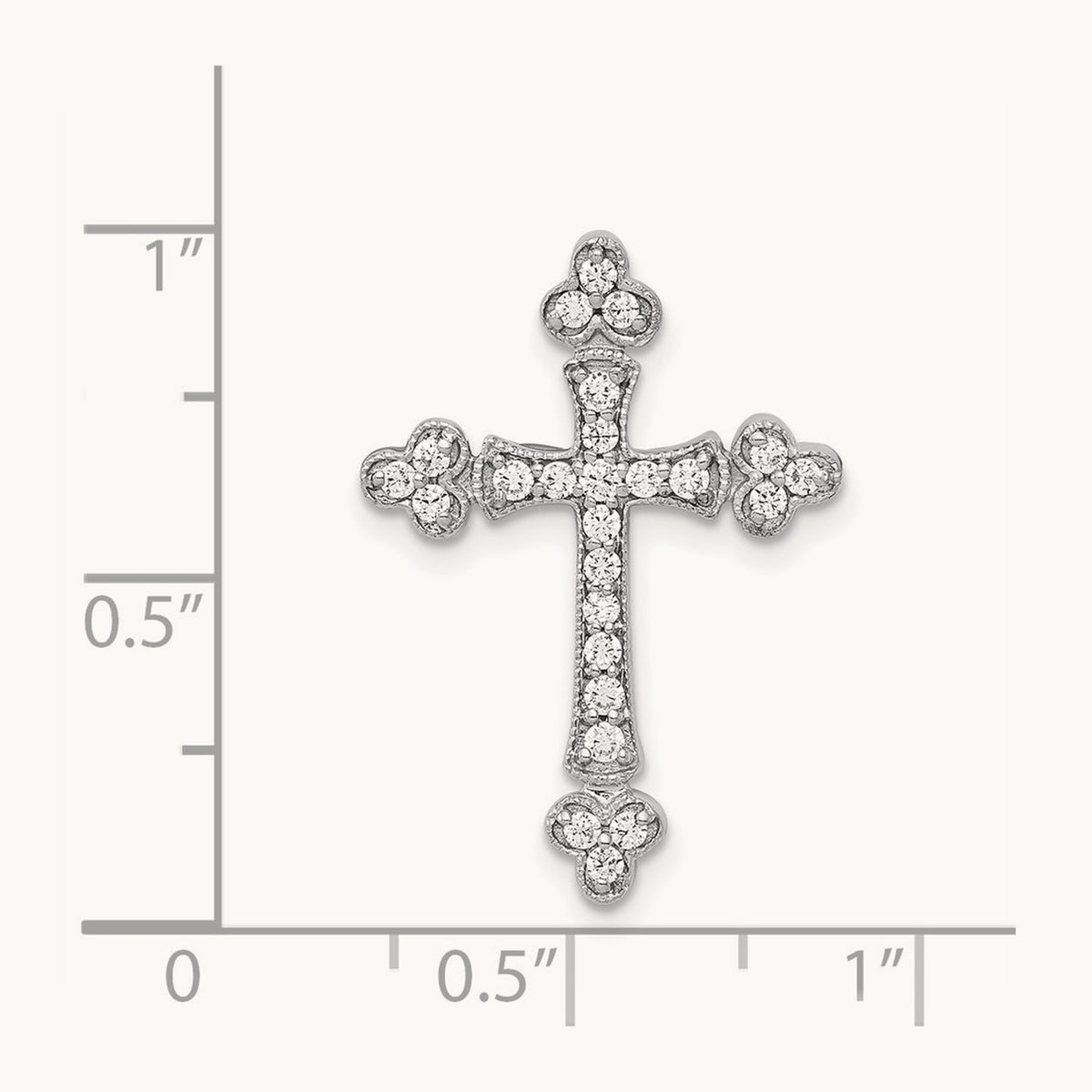 Diamond Budded Cross Chain Slide — 14K White Gold, 24.5mm