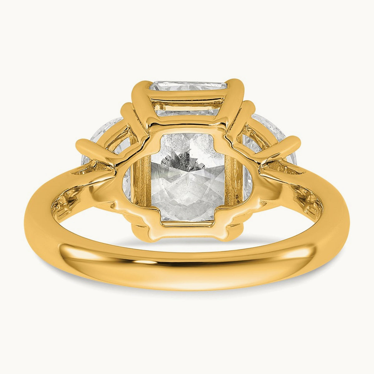 Radiant & 1/2 Moon Engagement Ring, 1.25-4.00 ct tw Lab-Grown Diamond — 4 ct, 14K Yellow Gold