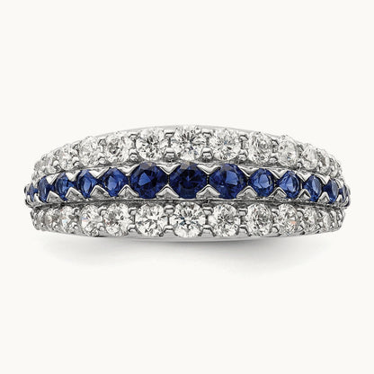 Created Sapphire Ring, 1.00 ct tw Lab-Grown Diamond
