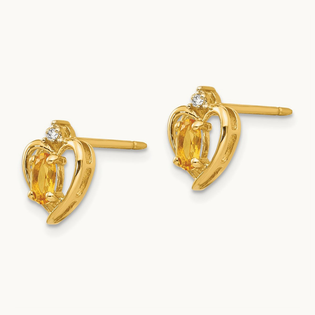 Citrine and Diamond Heart Earrings — photo set