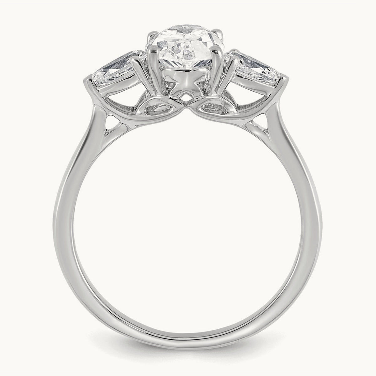 Oval/Pear 3 Stone Engagement Ring, 1.25-3.50 ct tw Lab-Grown Diamond — 1 7/8 ct, 14K White Gold