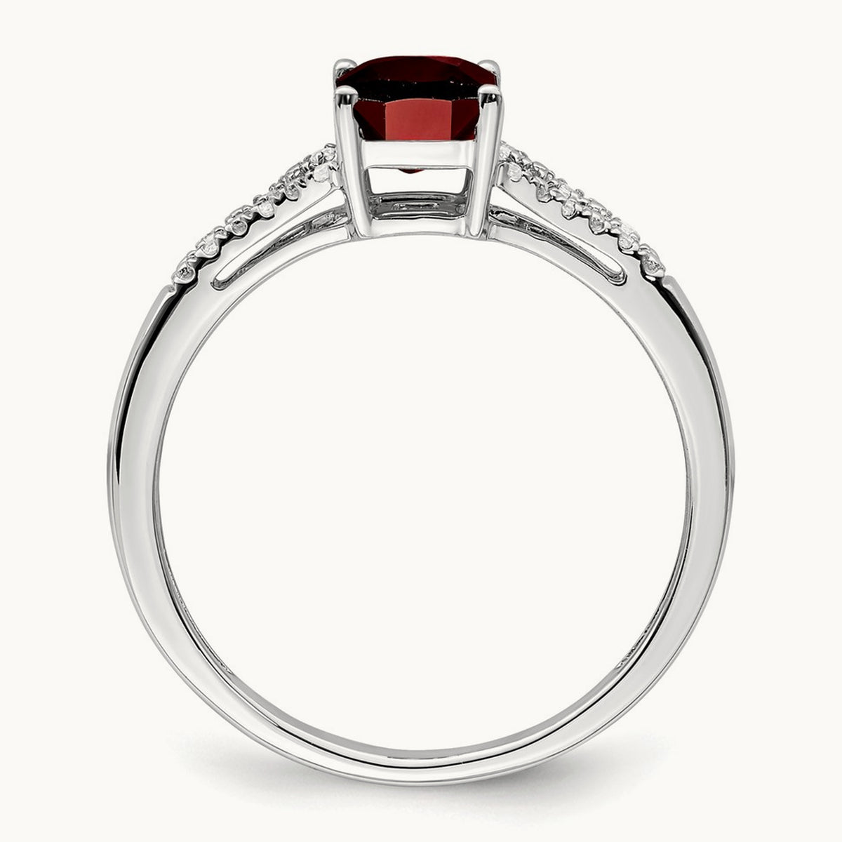 Emerald-cut Garnet and Diamond Ring, 14K White Gold