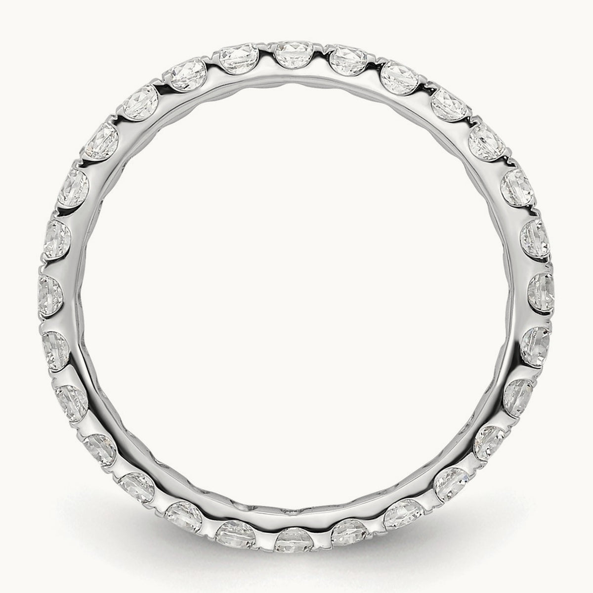 Polished U Shared Prong Diamond Eternity Band, 1.00 ct tw — 14K White Gold