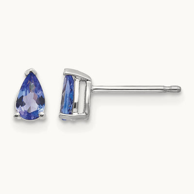 Tanzanite Earrings, 14K White Gold