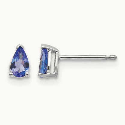 Tanzanite Earrings, 14K White Gold